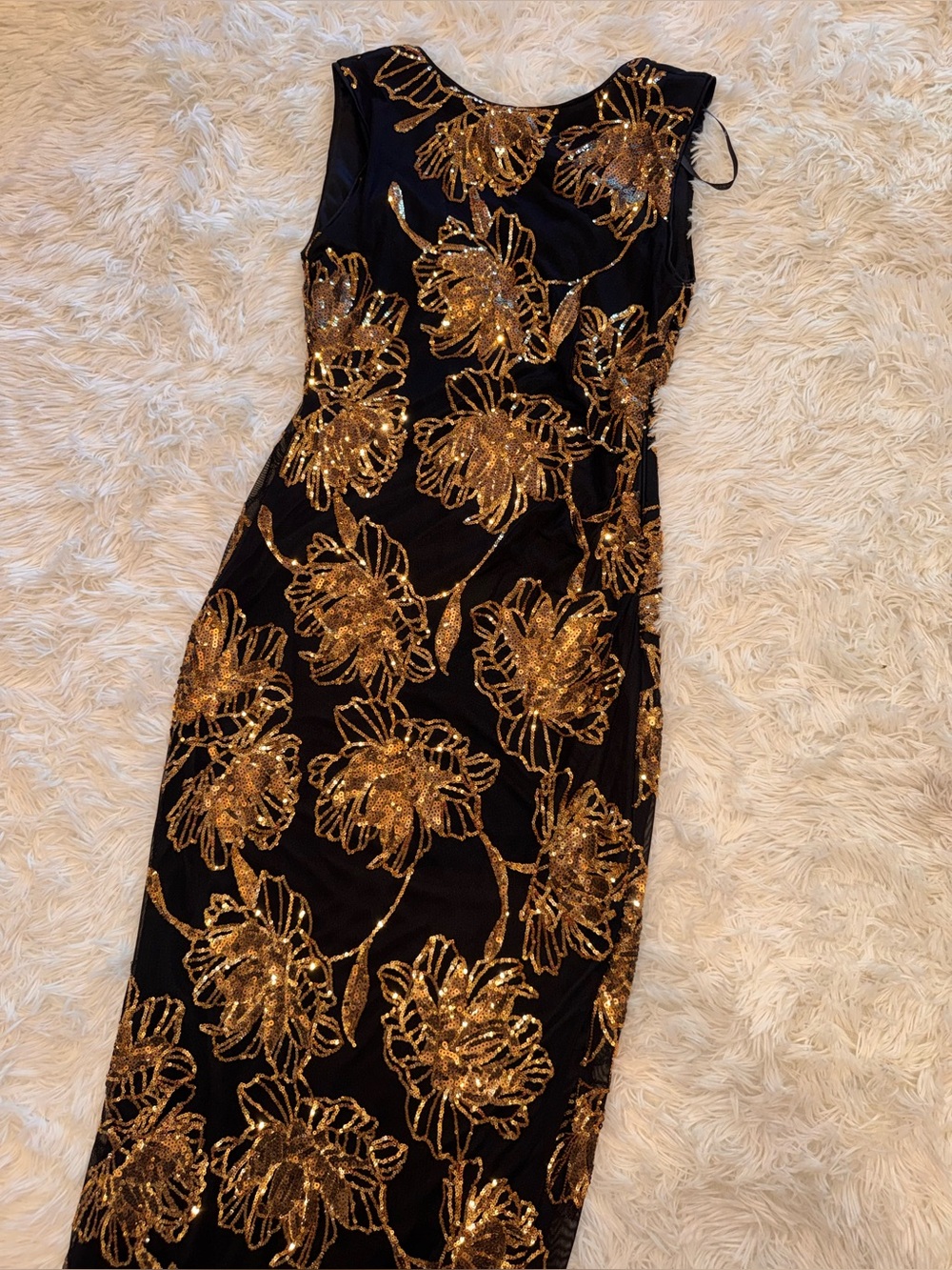 NEW Donna Karan New York Embellished Crew Neck Black gold Ball Gown Sz 6 - Picture 5 of 10